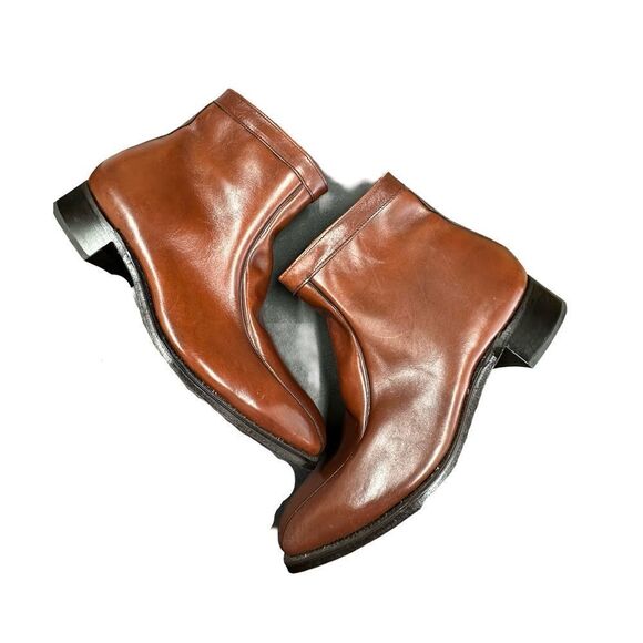 STAFFORD Never Worn Whiskey Brown Leather Ankle Zip Chelsea Boots Size 13 - Picture 4 of 17